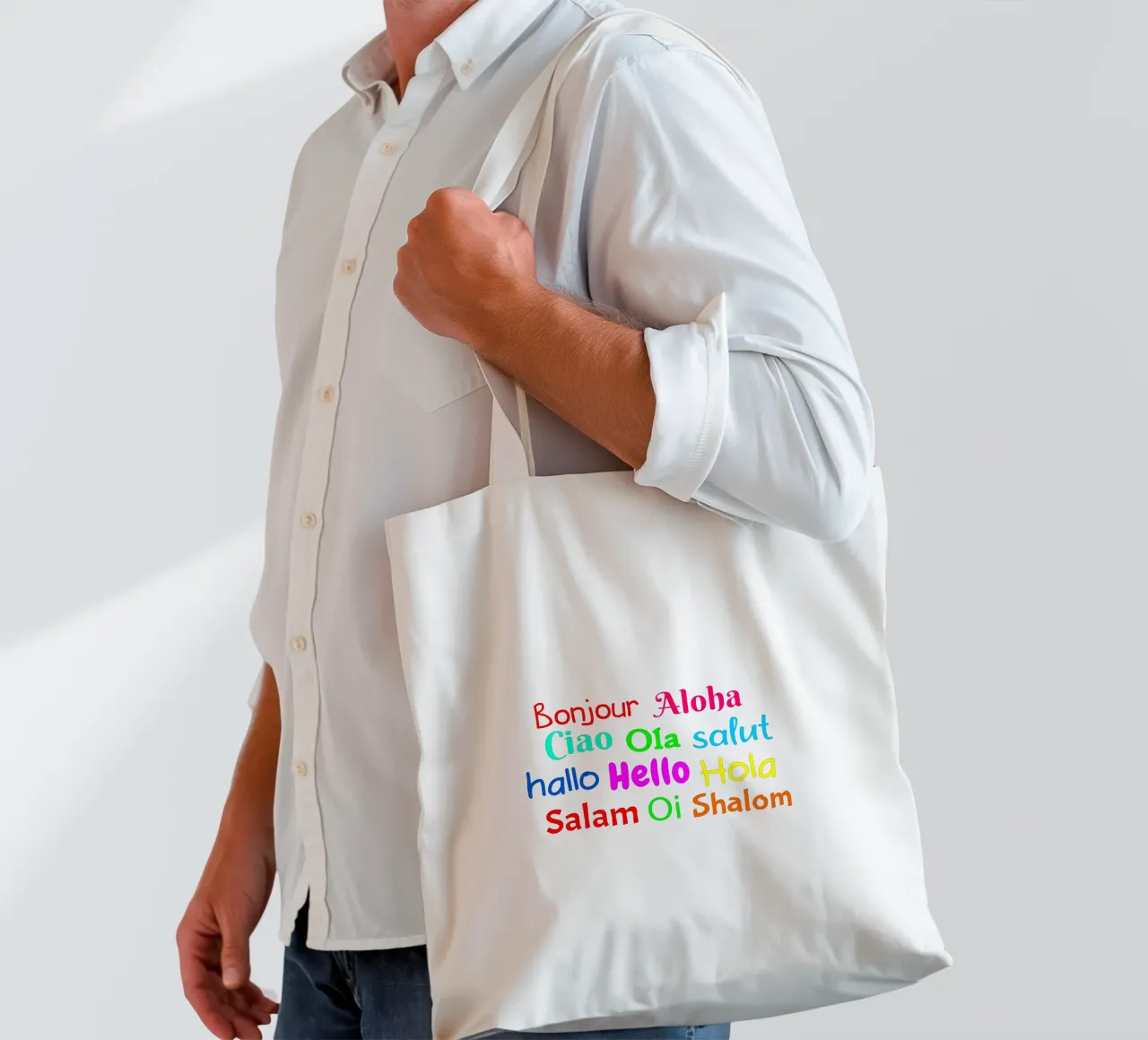 Hello in different languages borsa in juta da happieeagle