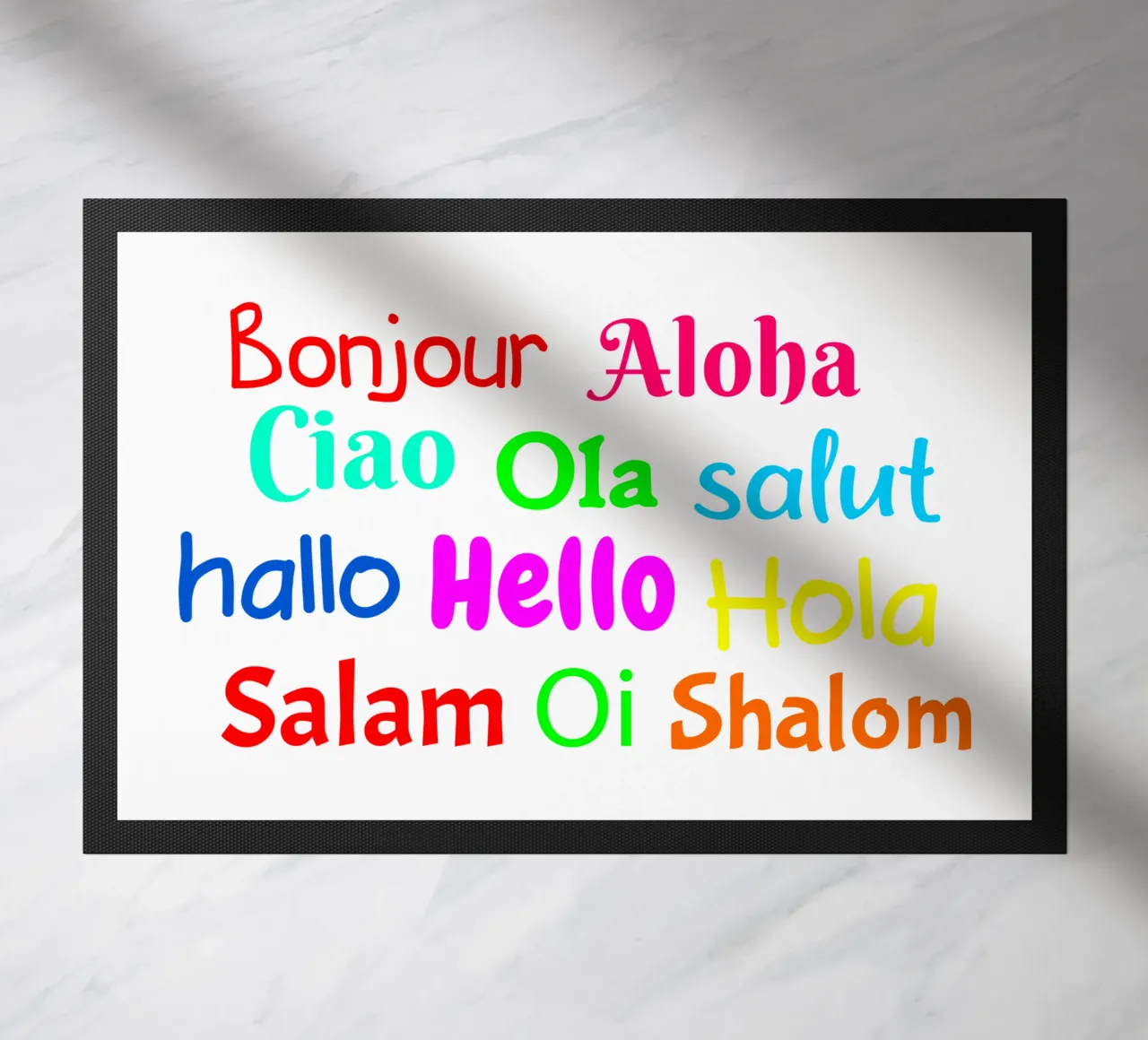 Hello in different languages deurmat van happieeagle