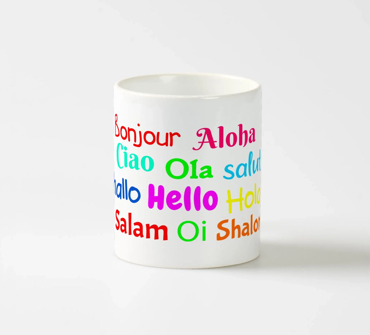 Hello in different languages tazza in ceramica da happieeagle