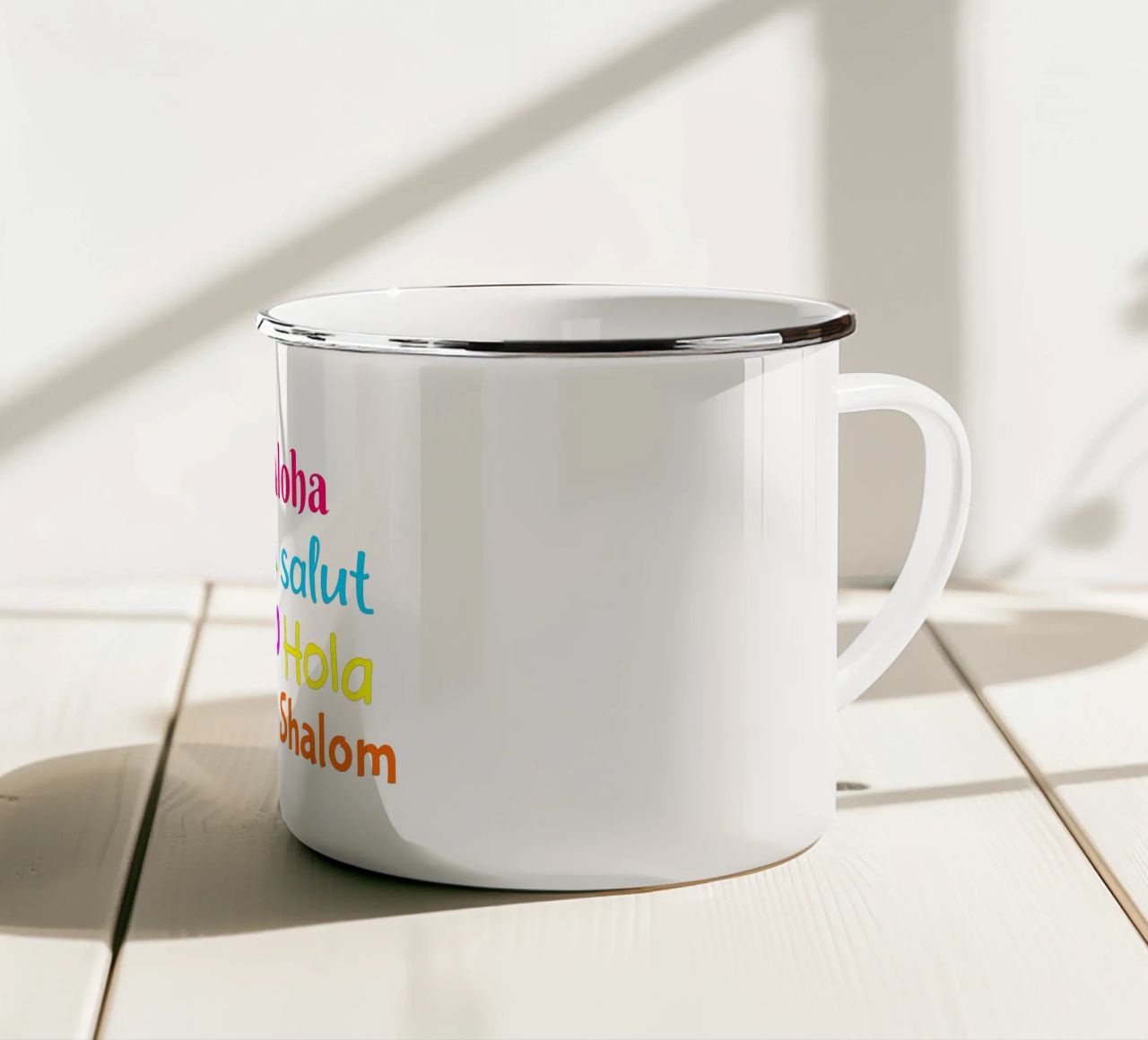 Hello in different languages tazza in smalto da happieeagle
