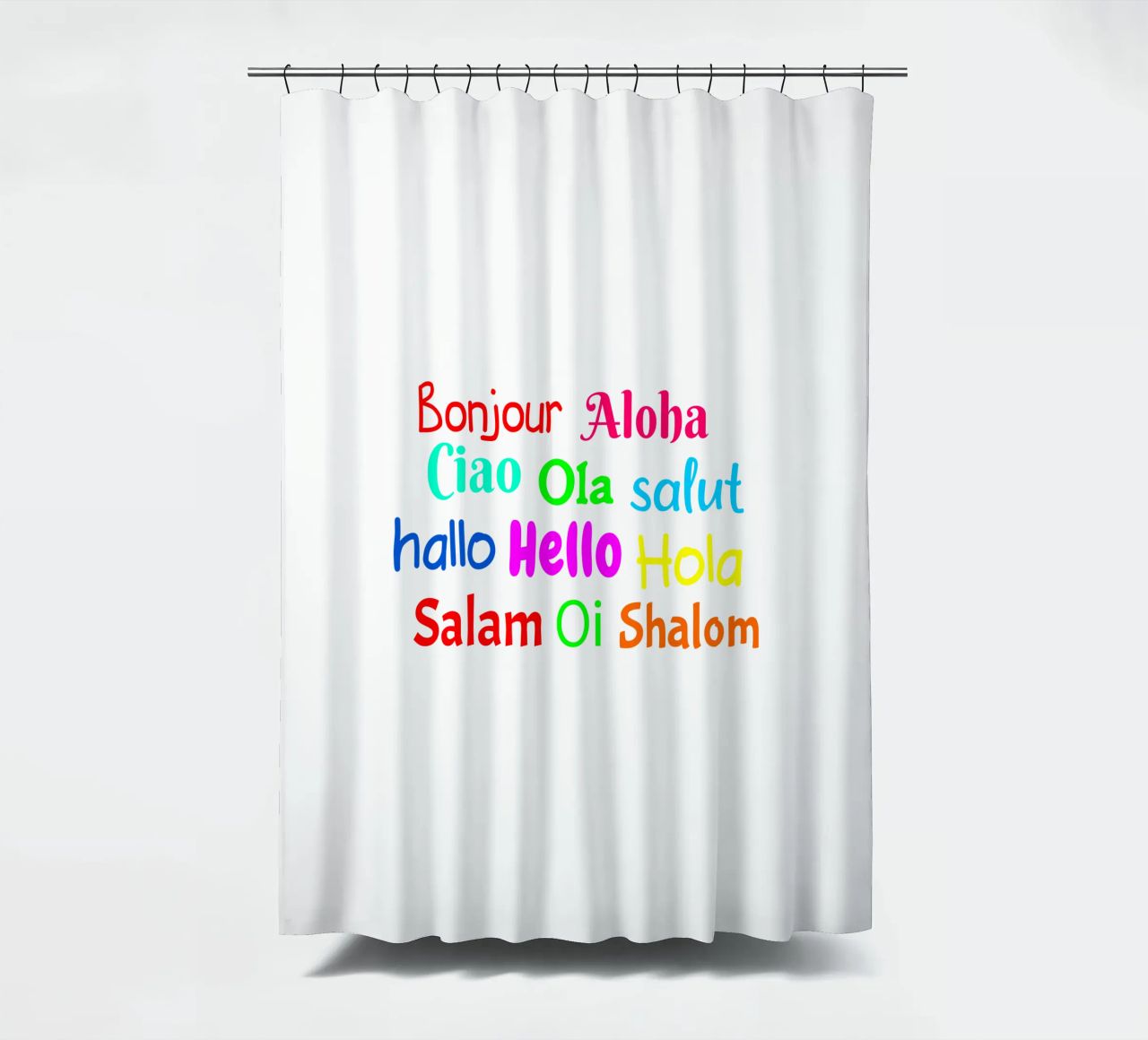 Hello in different languages tenda da doccia da happieeagle