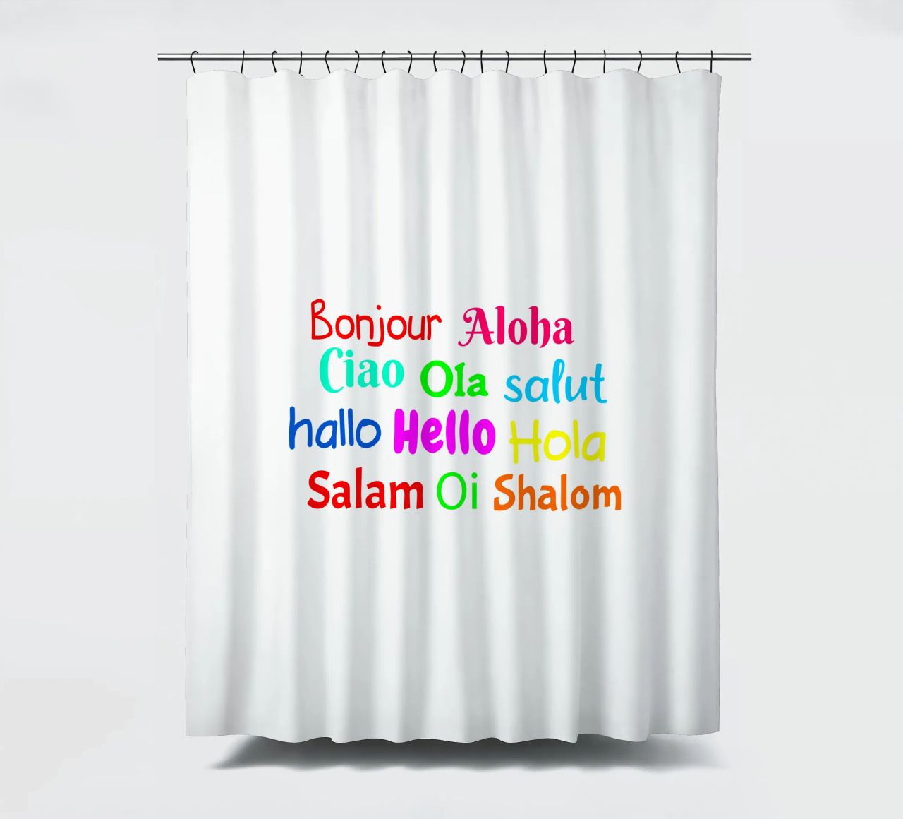 Hello in different languages tenda da doccia da happieeagle
