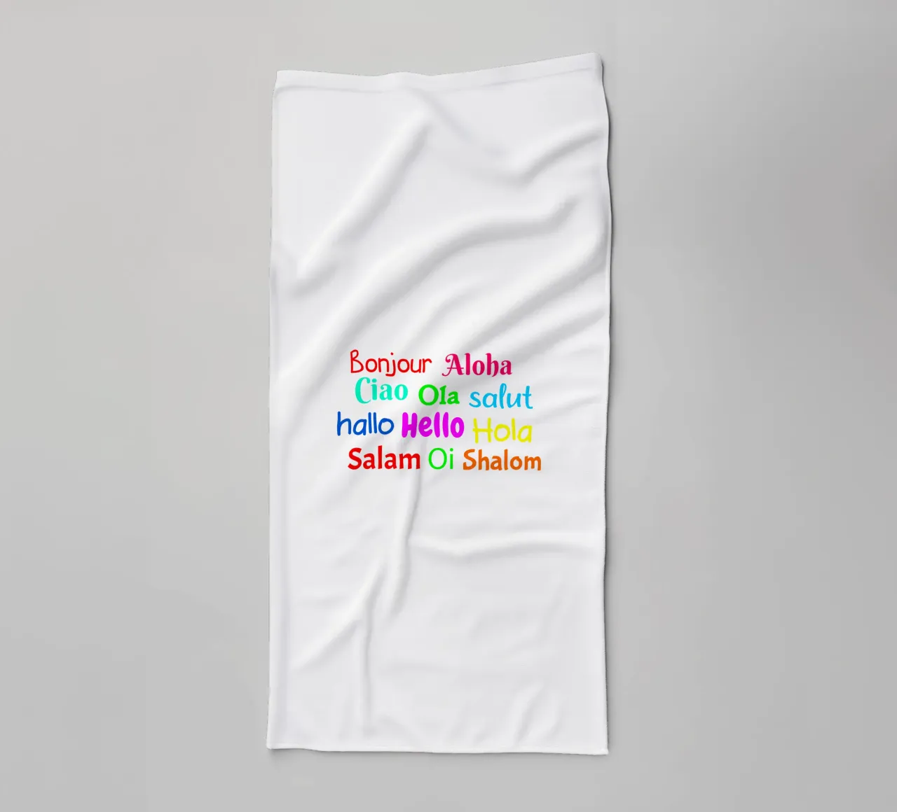 Hello in different languages asciugamano da bagno da happieeagle