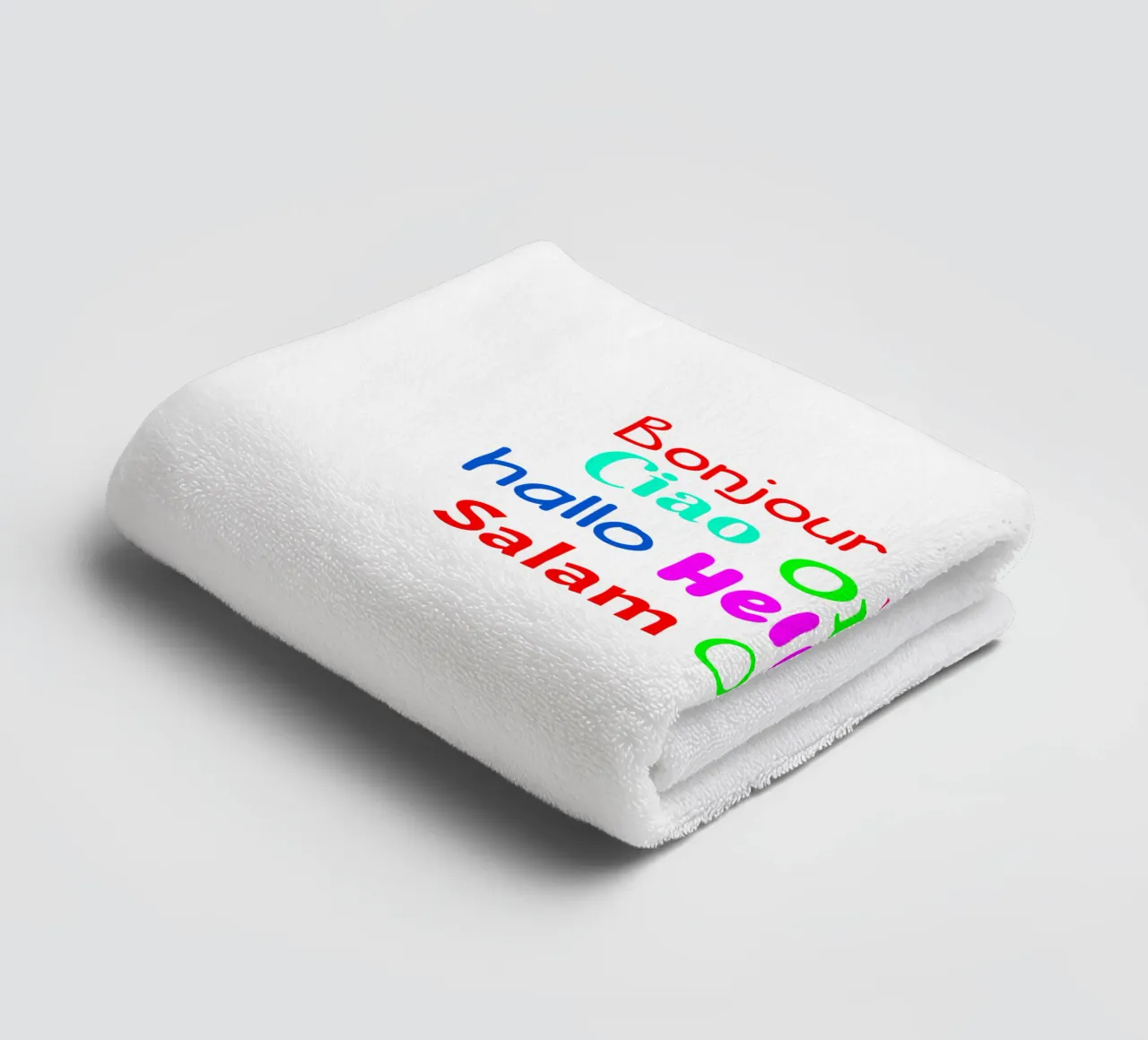 Hello in different languages serviette de bain de happieeagle