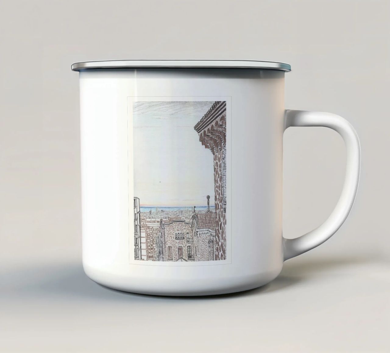Sera a Barcellona tazza in smalto da Asobōze