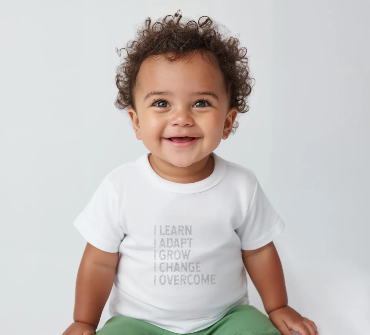 I learn. I adapt. I grow. I change. I overcome. camiseta de bebé de happieeagle
