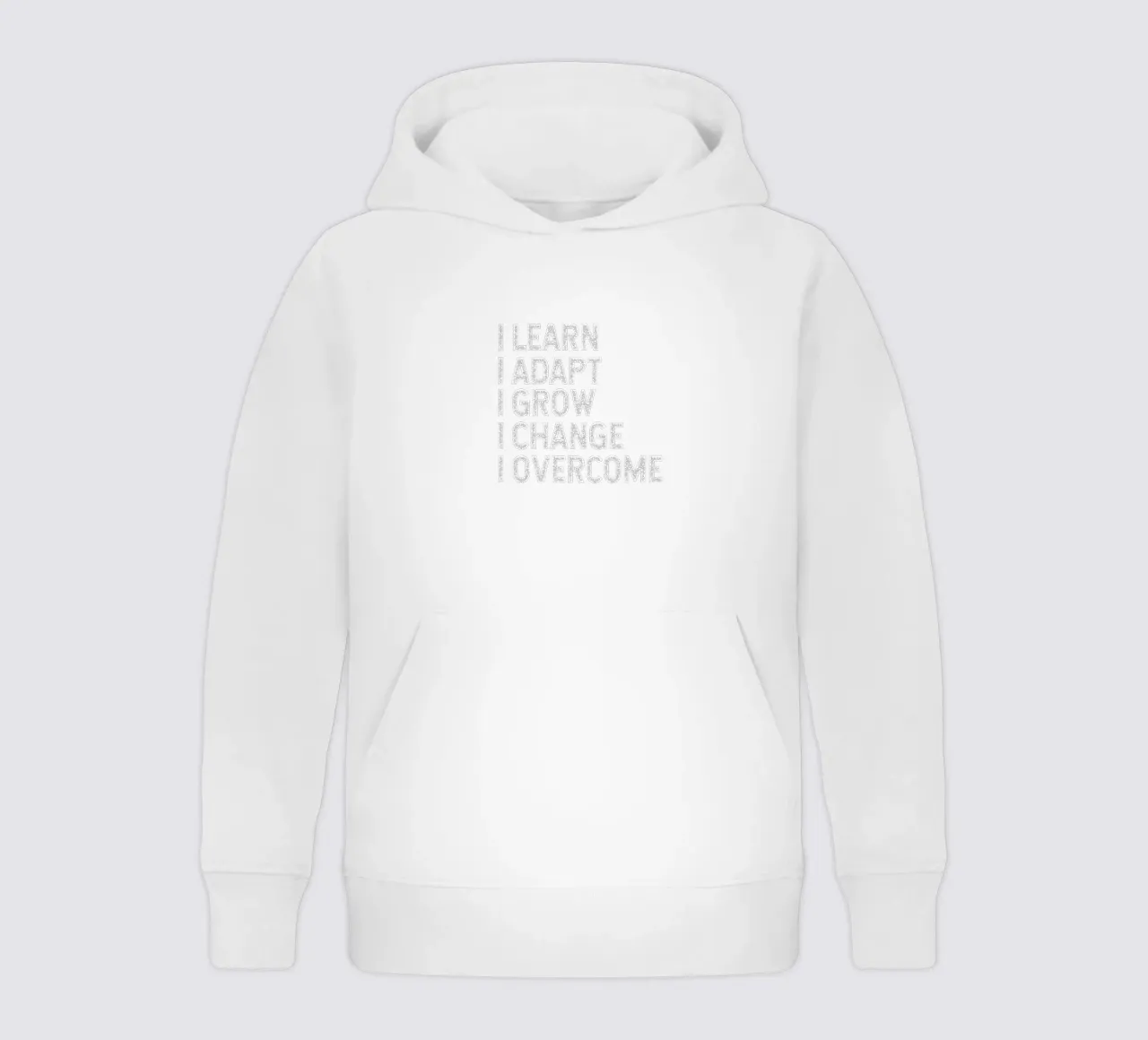 I learn. I adapt. I grow. I change. I overcome. felpa bambino con cappuccio da happieeagle