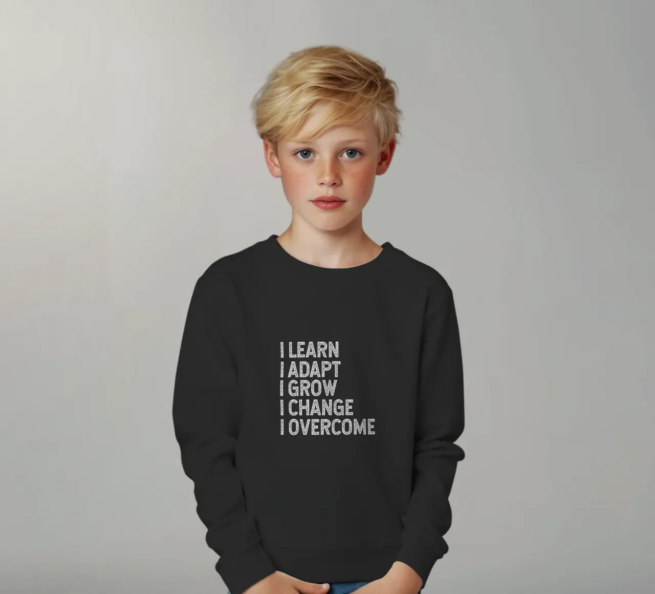 I learn. I adapt. I grow. I change. I overcome. felpa bambino da happieeagle