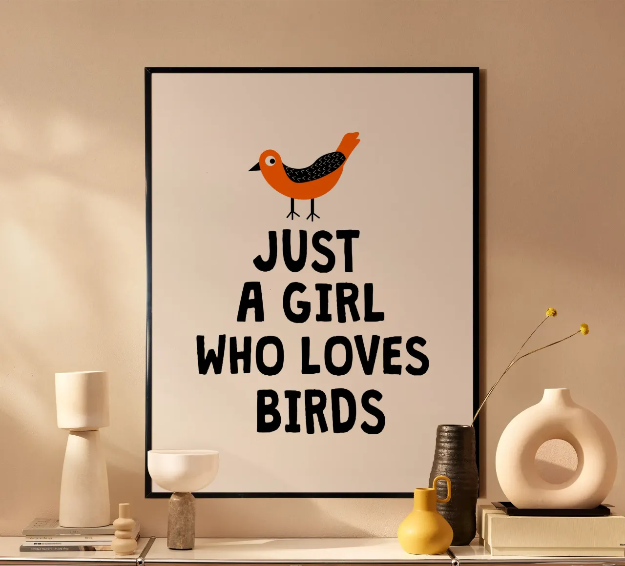 Just a girl who loves birds poster con telaio in plastica da happieeagle