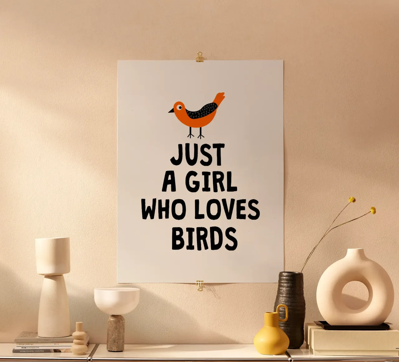 Just a girl who loves birds poster con telaio in plastica da happieeagle