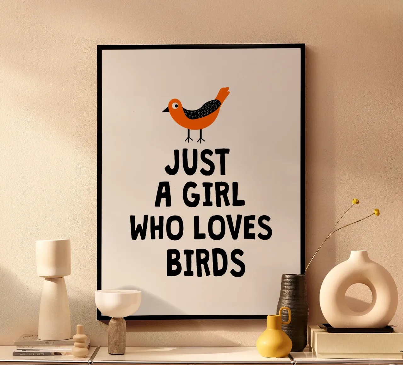 Just a girl who loves birds poster con telaio in plastica da happieeagle