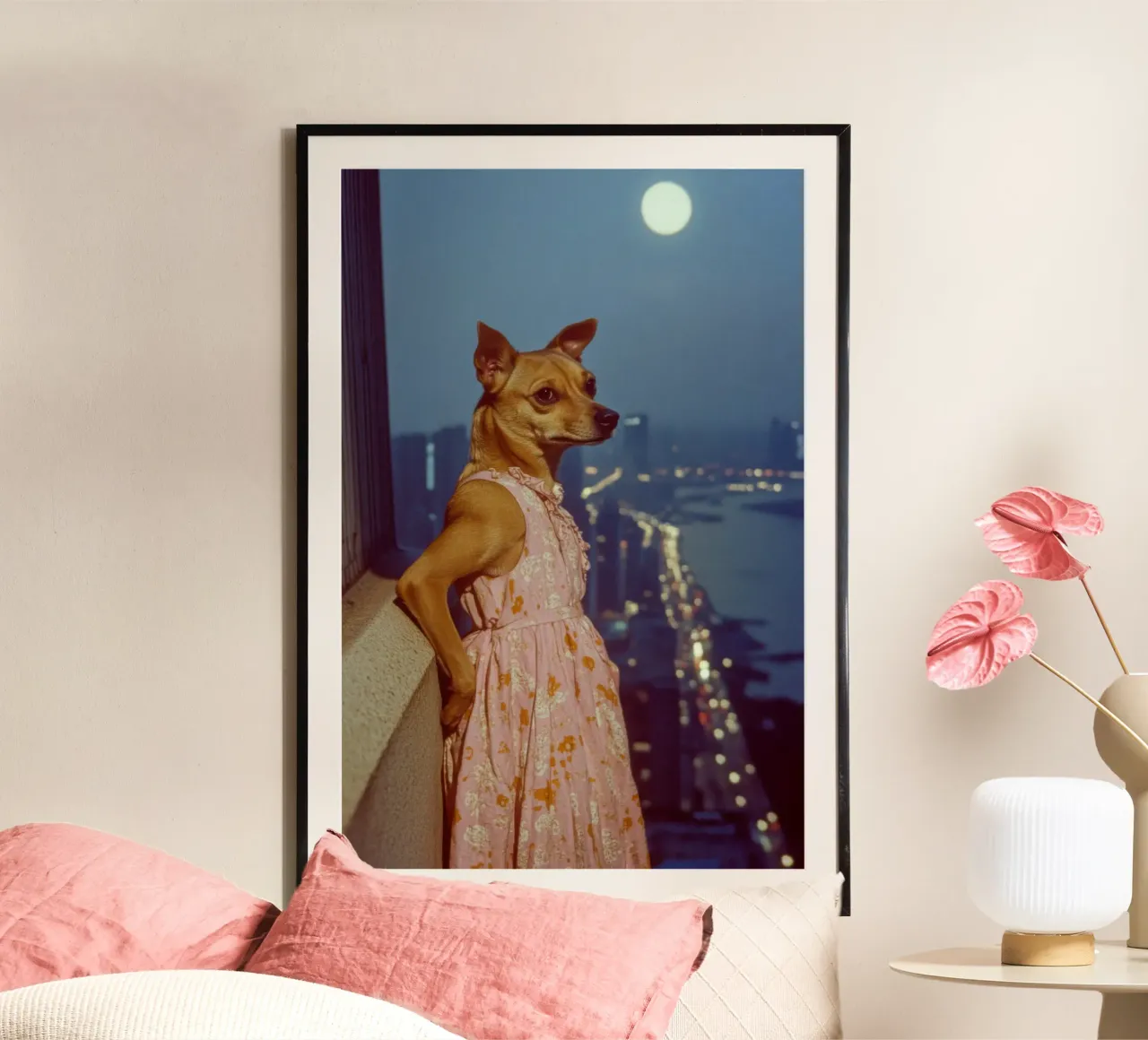 Rosa Maria poster con telaio in legno da Affiches Chien Originales – Dogland