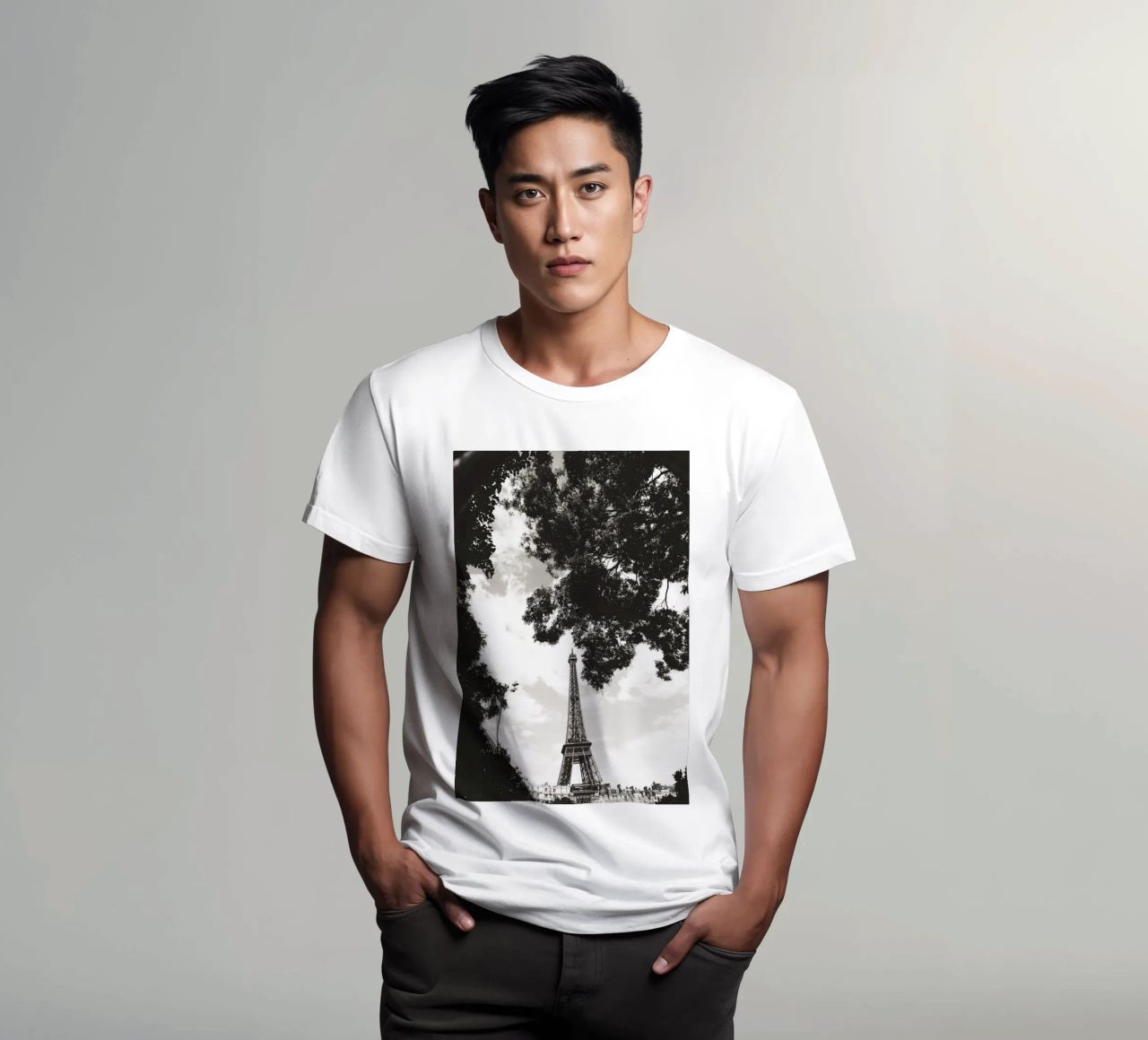 Eiffelturm im Verborgenen /Eiffel Tower in Hiding -  Paris t-shirt da Anja Hebrank Photography