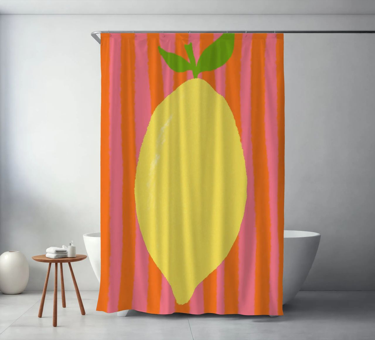 Zitrone pink gestreift Duschvorhang von Studio Dolci