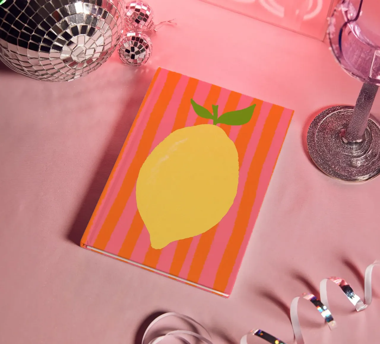 Zitrone pink gestreift notebook by Studio Dolci