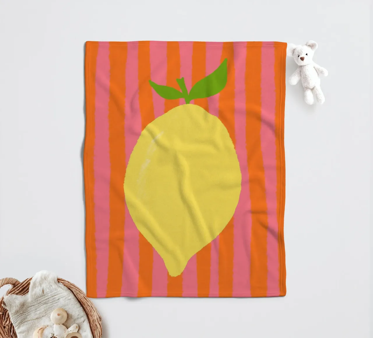 Zitrone pink gestreift coperta in pile da Studio Dolci