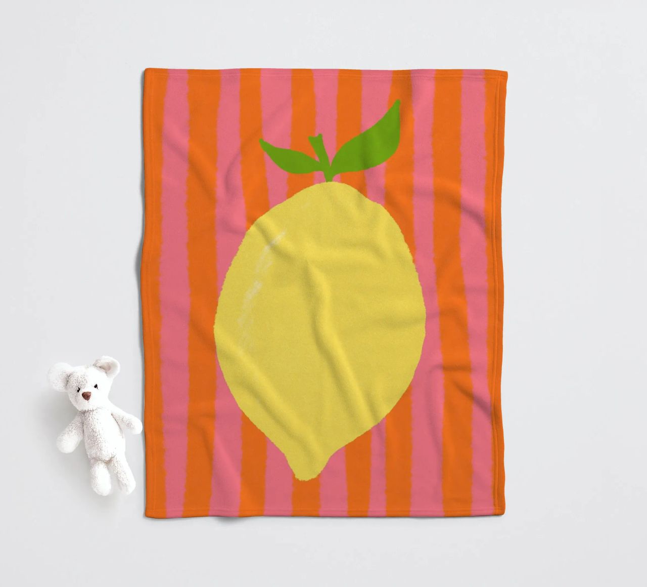 Zitrone pink gestreift Fleecedecke von Studio Dolci