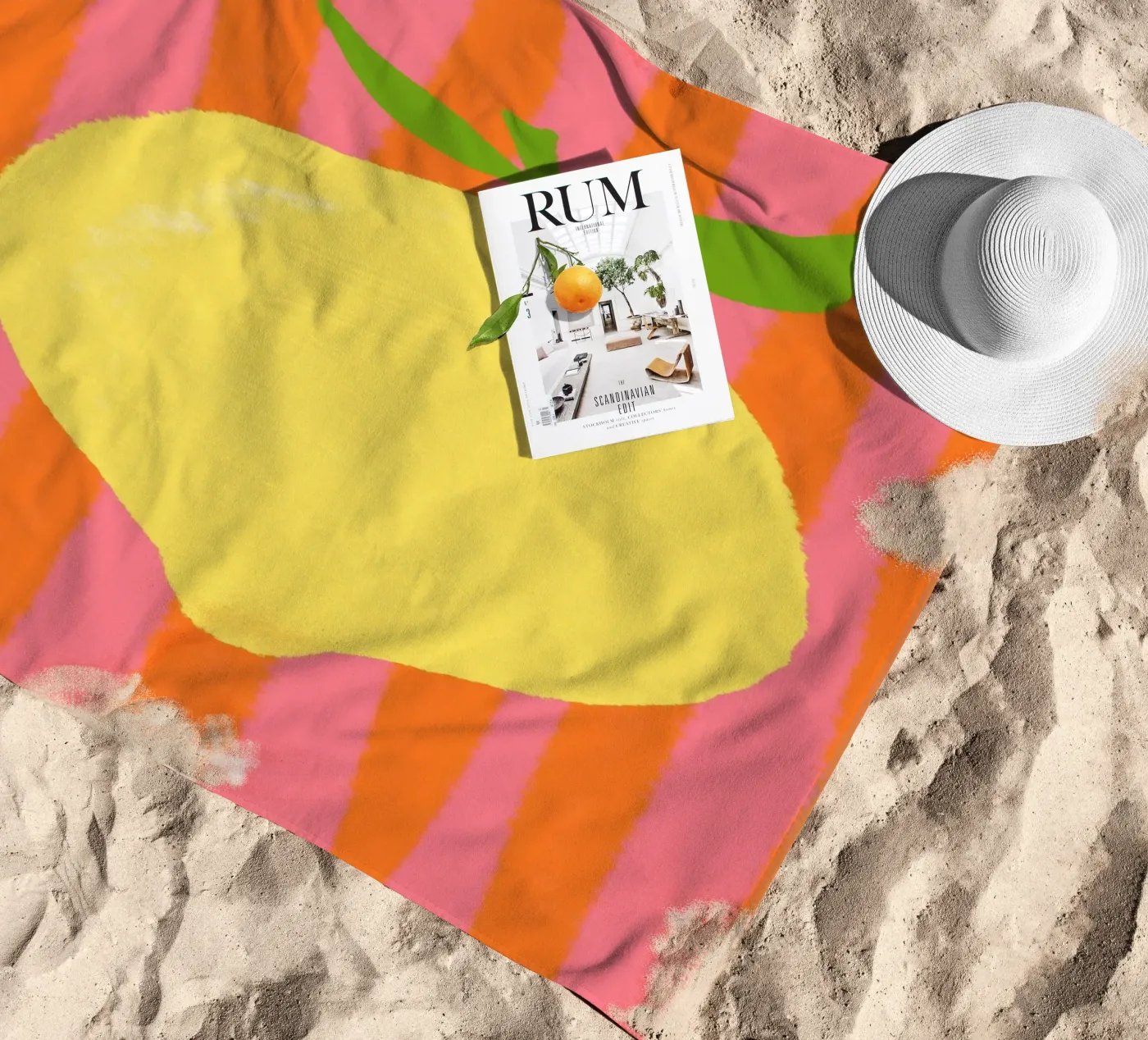 Zitrone pink gestreift Strandtuch von Studio Dolci