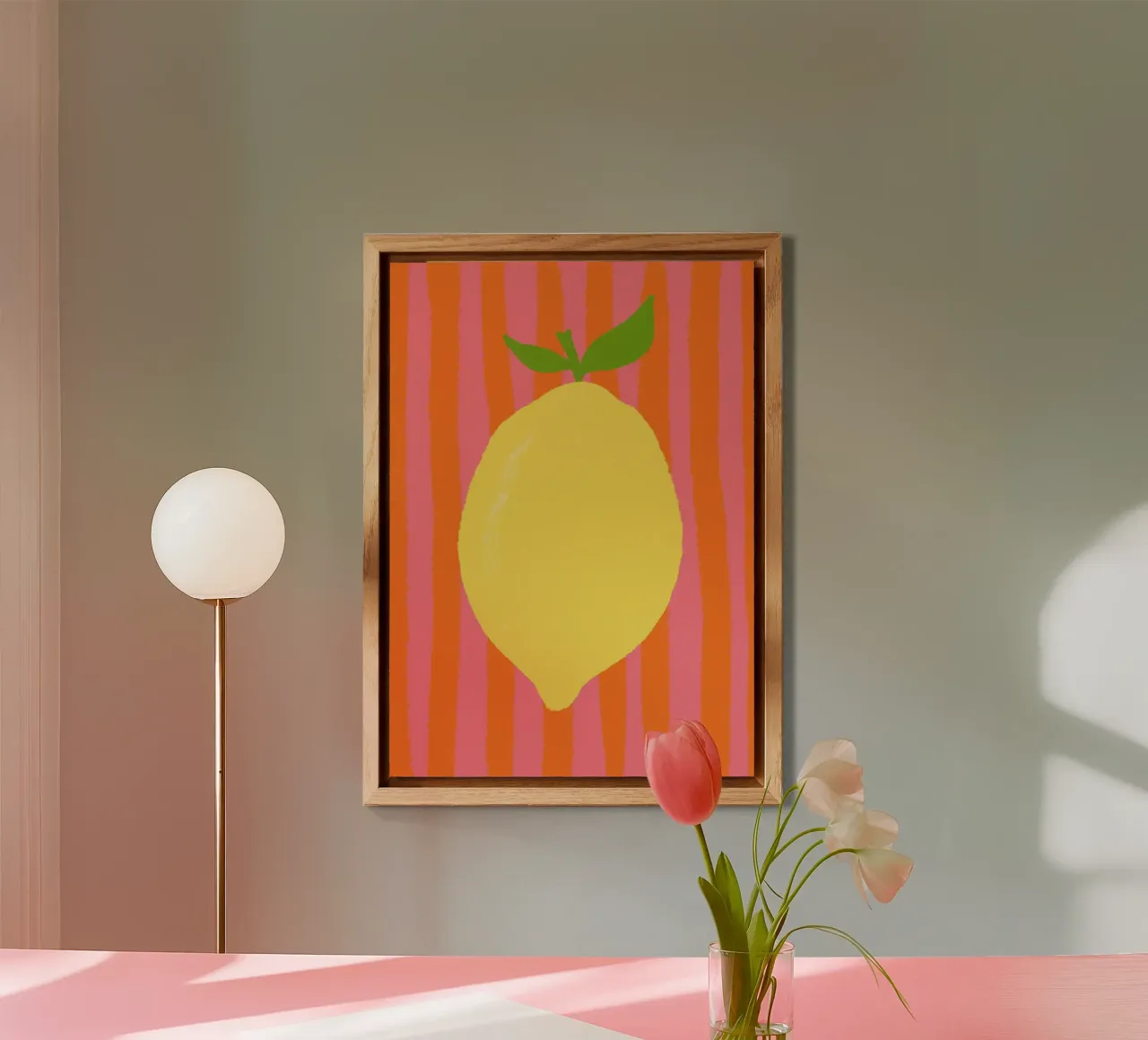 Zitrone pink gestreift alluminio dibond da Studio Dolci