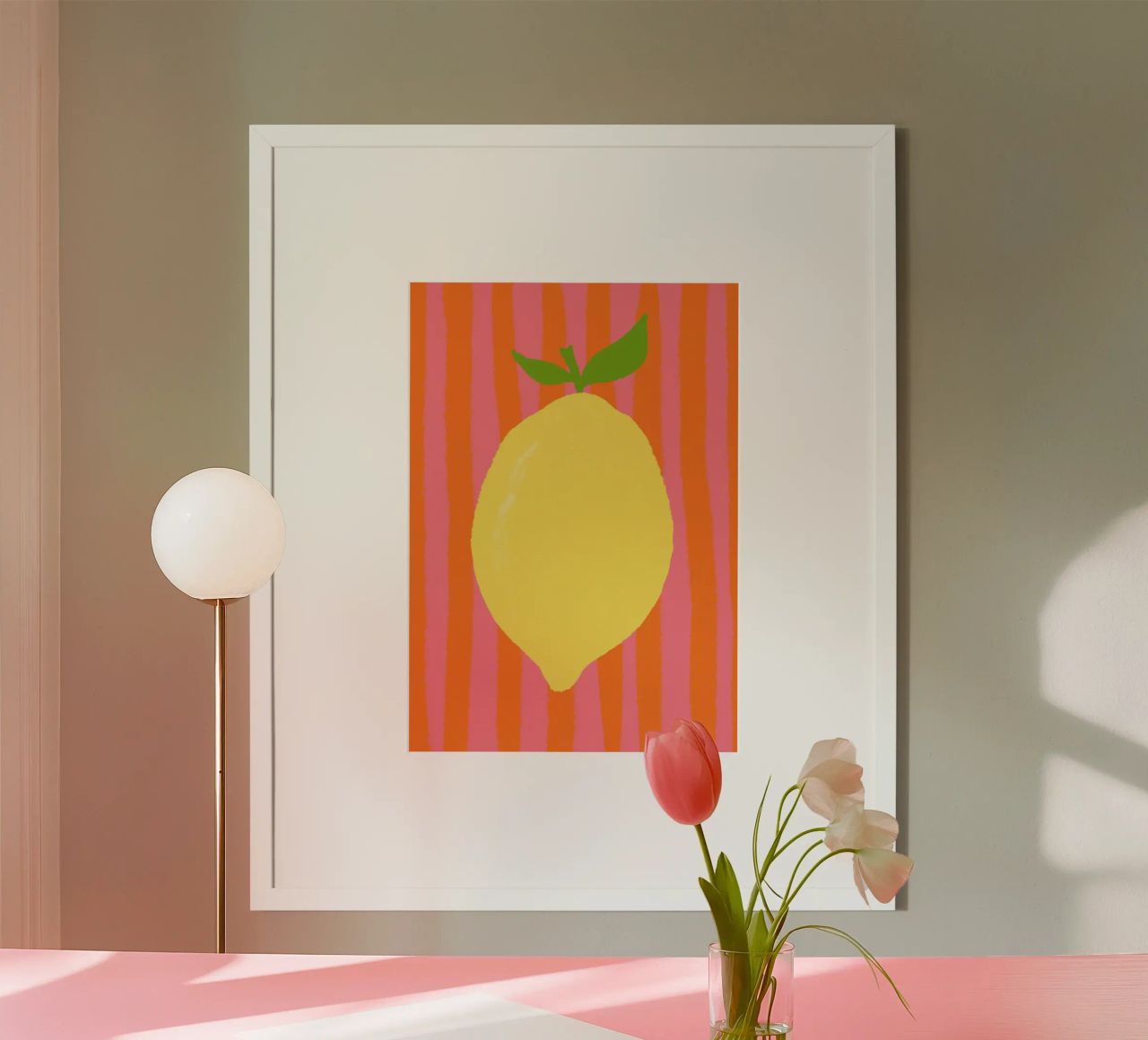 Zitrone pink gestreift Poster von Studio Dolci