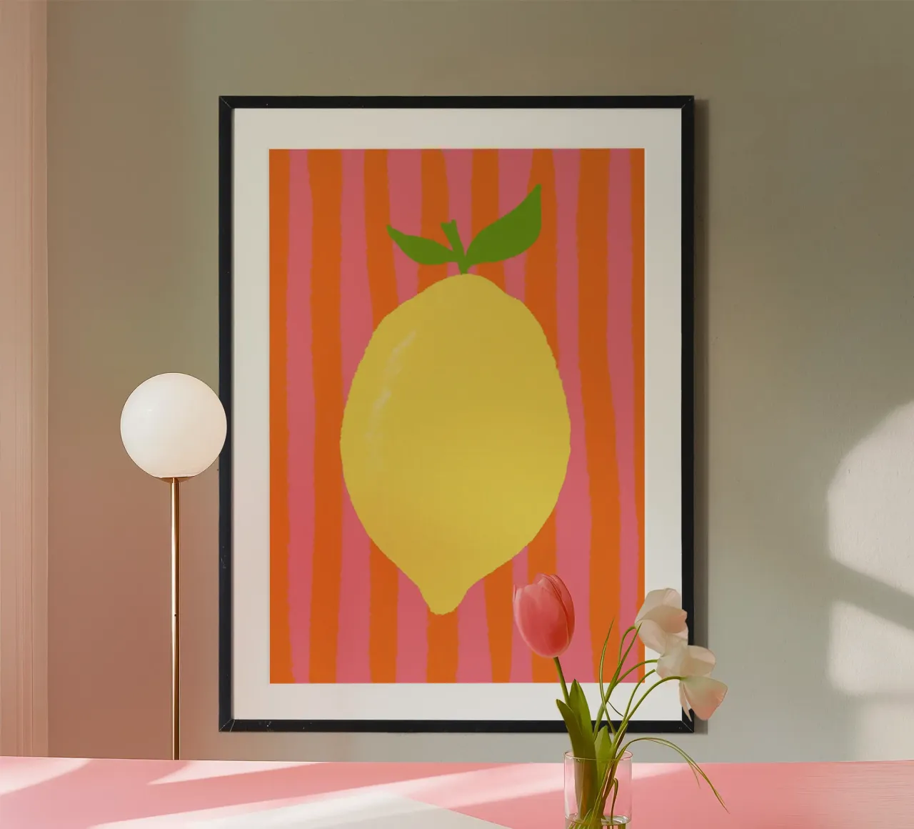 Zitrone pink gestreift hahnemühle van Studio Dolci