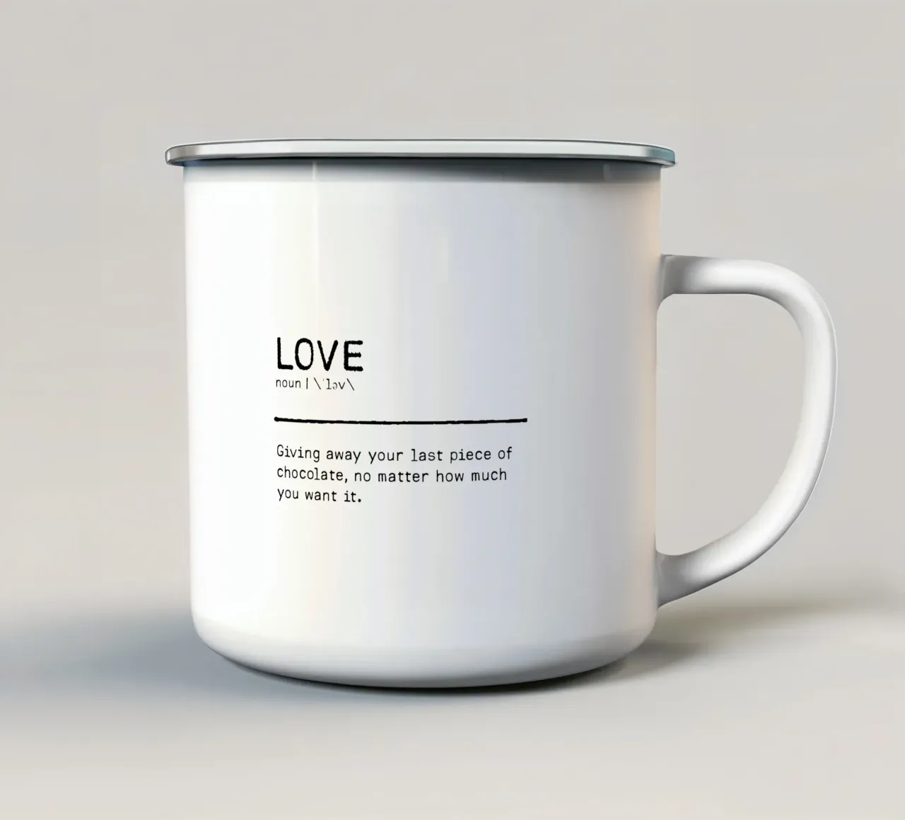 Definition Quote - Love II tazza in smalto da Orara Studio