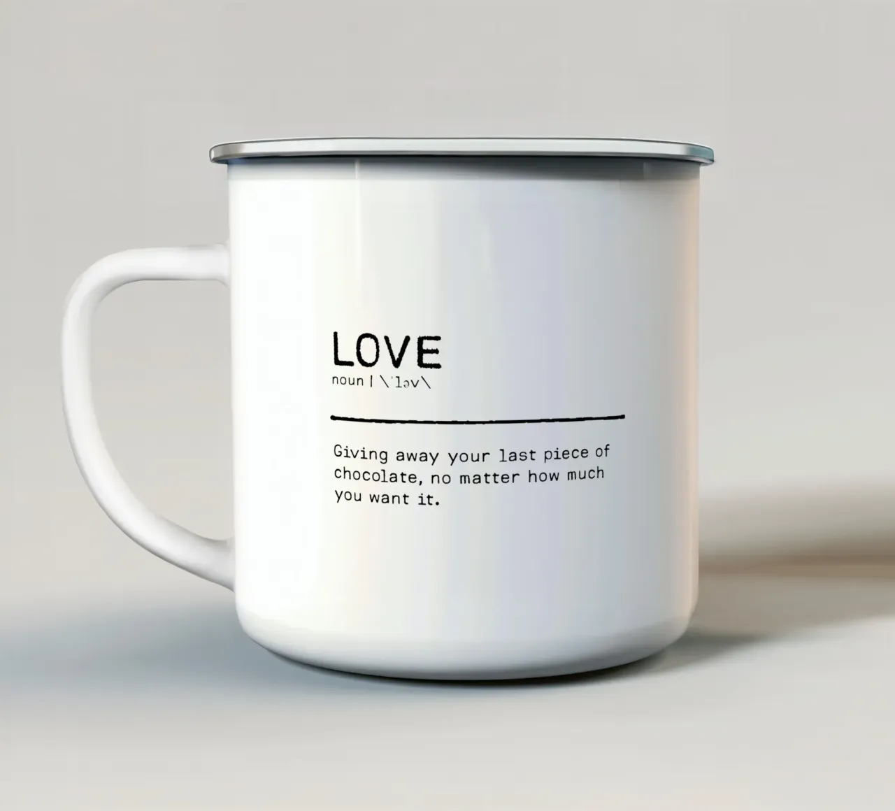 Definition Quote - Love II tazza in smalto da Orara Studio