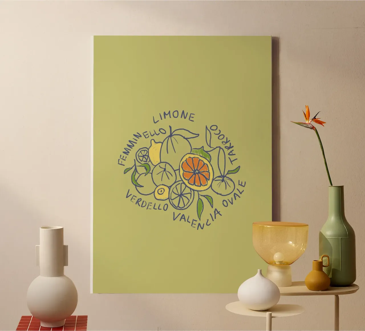 Limone - Zitrone & Orange canvas van Studio Dolci