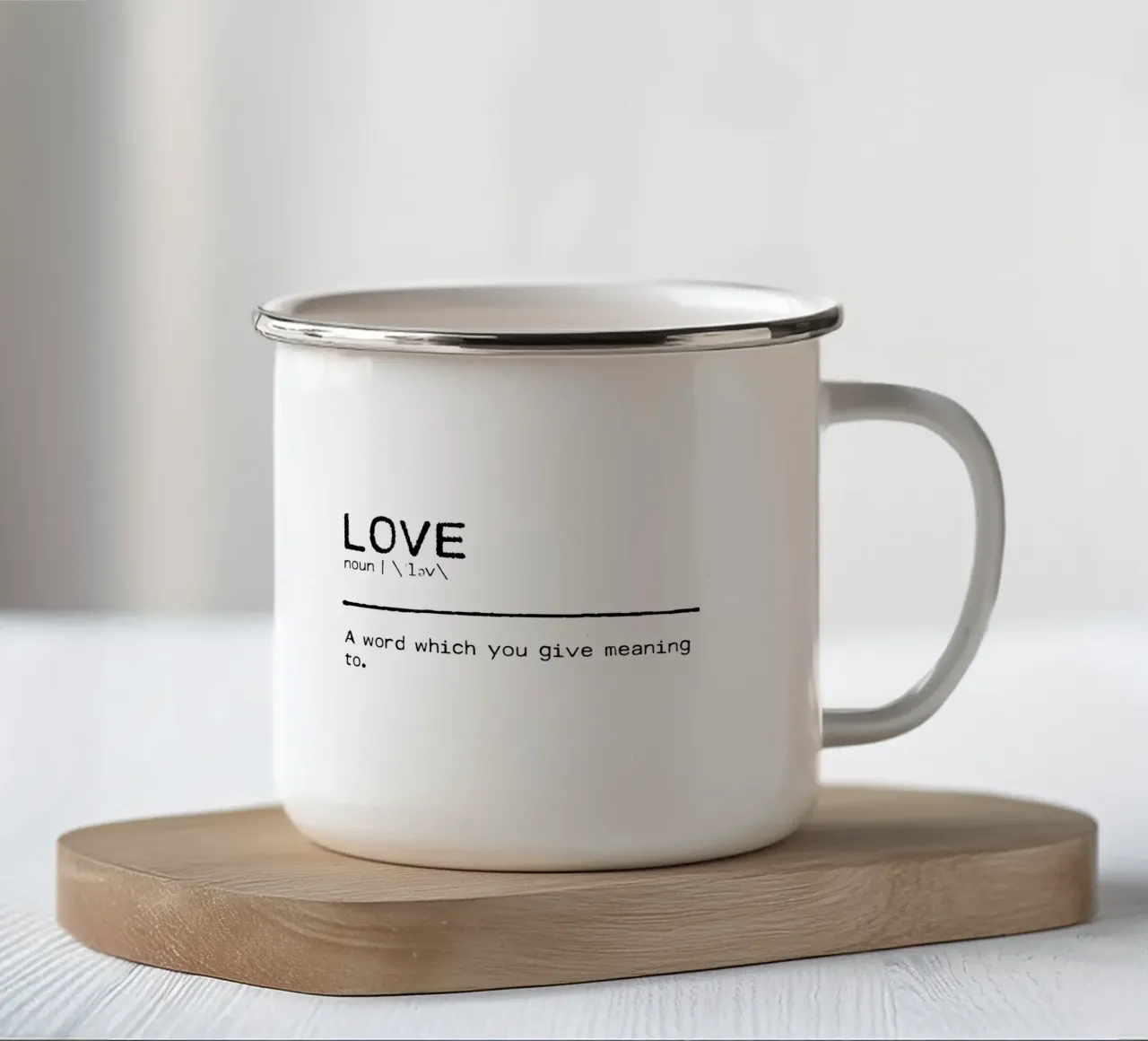 Definition Quote - Love I tazza in smalto da Orara Studio