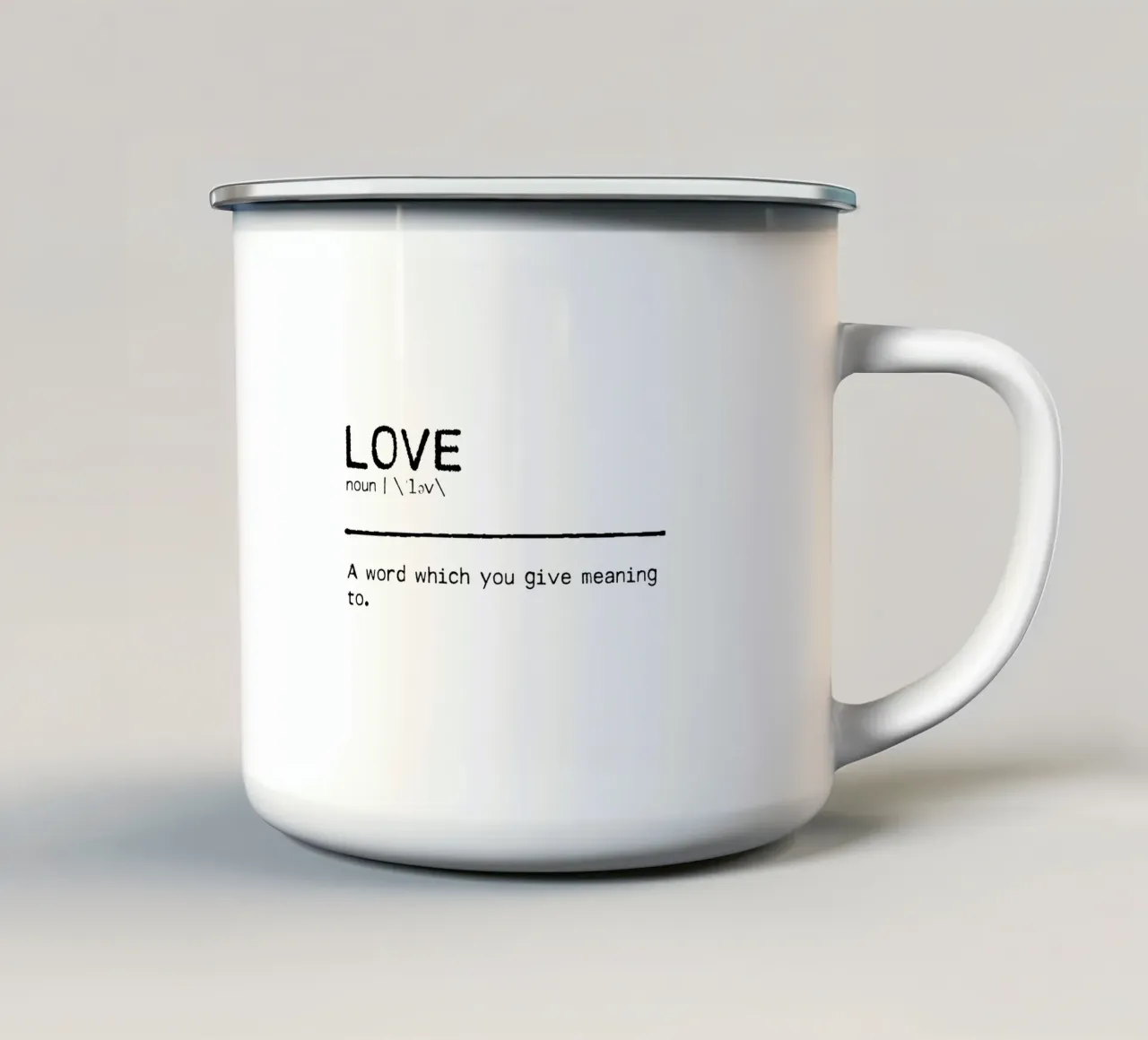 Definition Quote - Love I tazza in smalto da Orara Studio