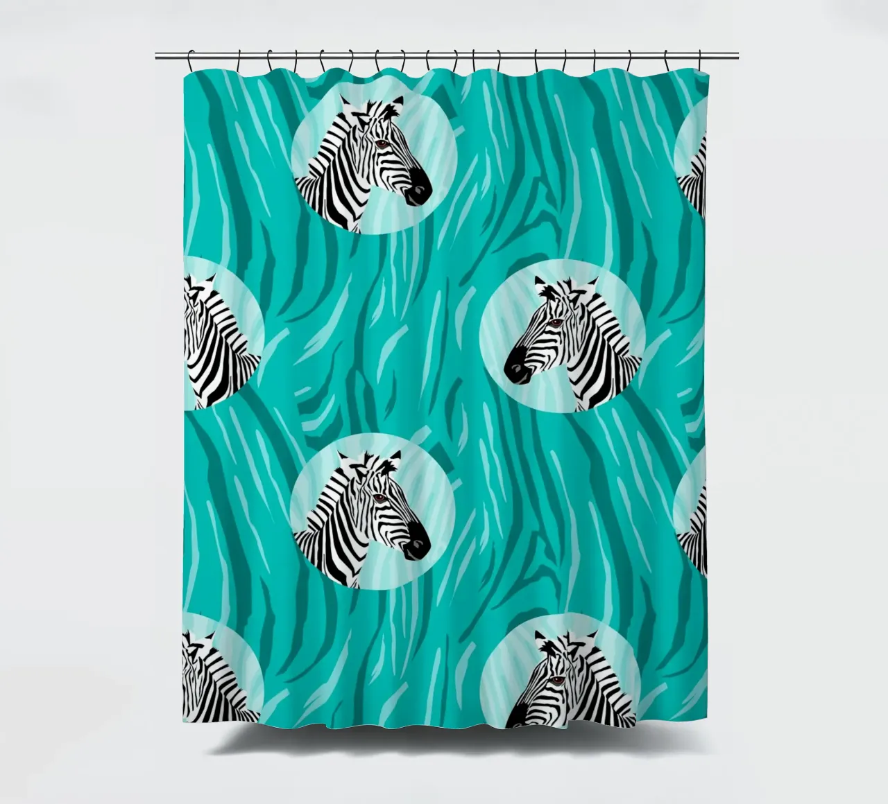 Zebra Liebe, stark in Türkis Duschvorhang von CalliLetters