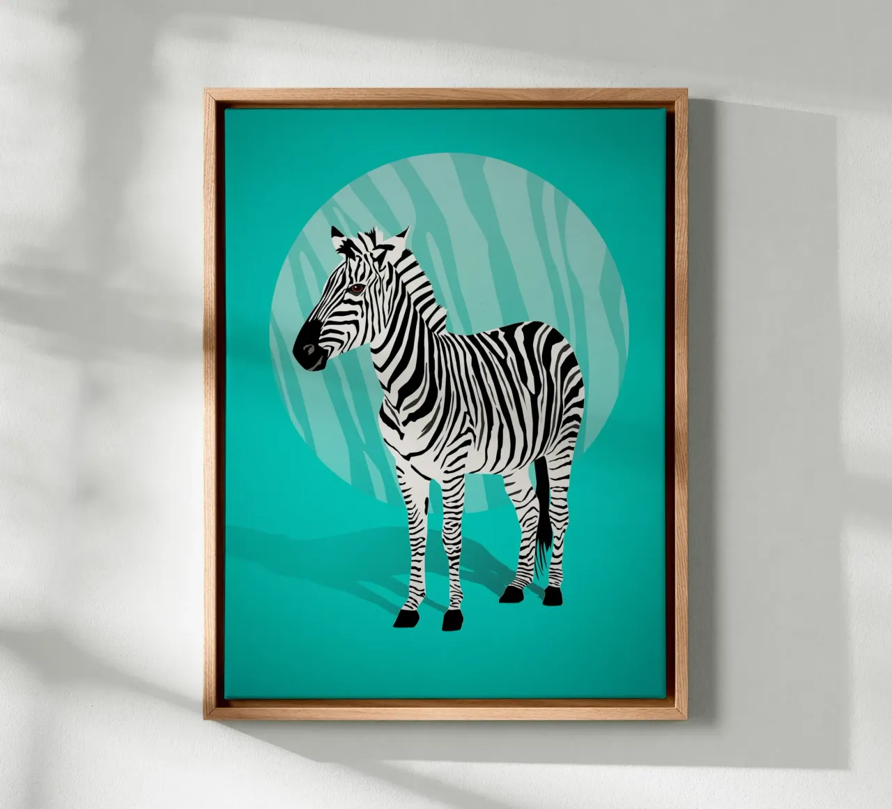 Zebra liefde, sterk in turquoise canvas met Baklijst van CalliLetters