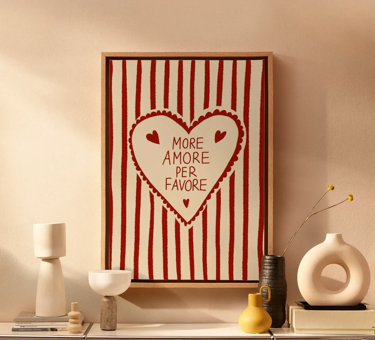 More Amore per favore tela con Cornice a cassetta da Studio Dolci