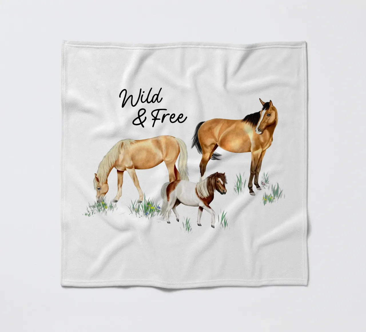 Wild & Free • Horses fleece blanket by Moonlit Illustrations