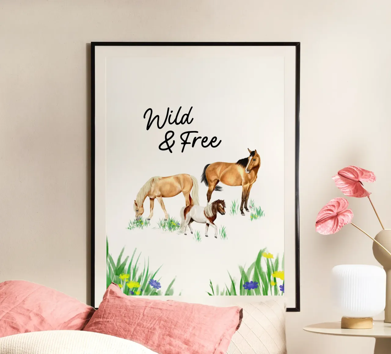 Wild & Free • Horses poster with aluminum frame by Moonlit Illustrations