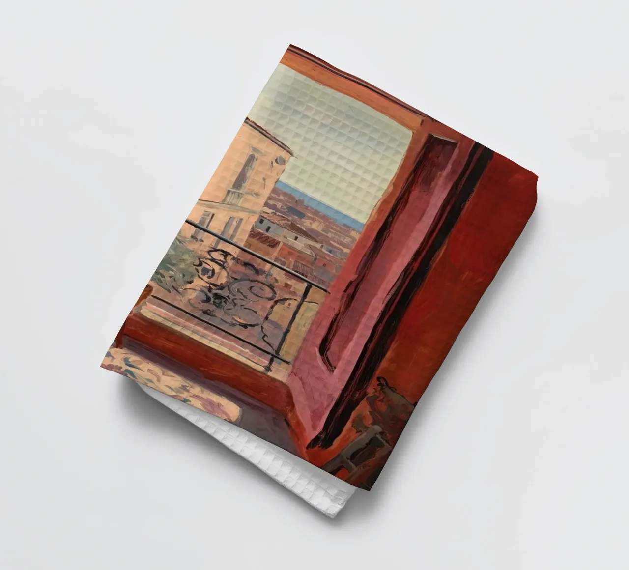 Artful expanse: the window to the soul tea towel by Nikis Art Studio