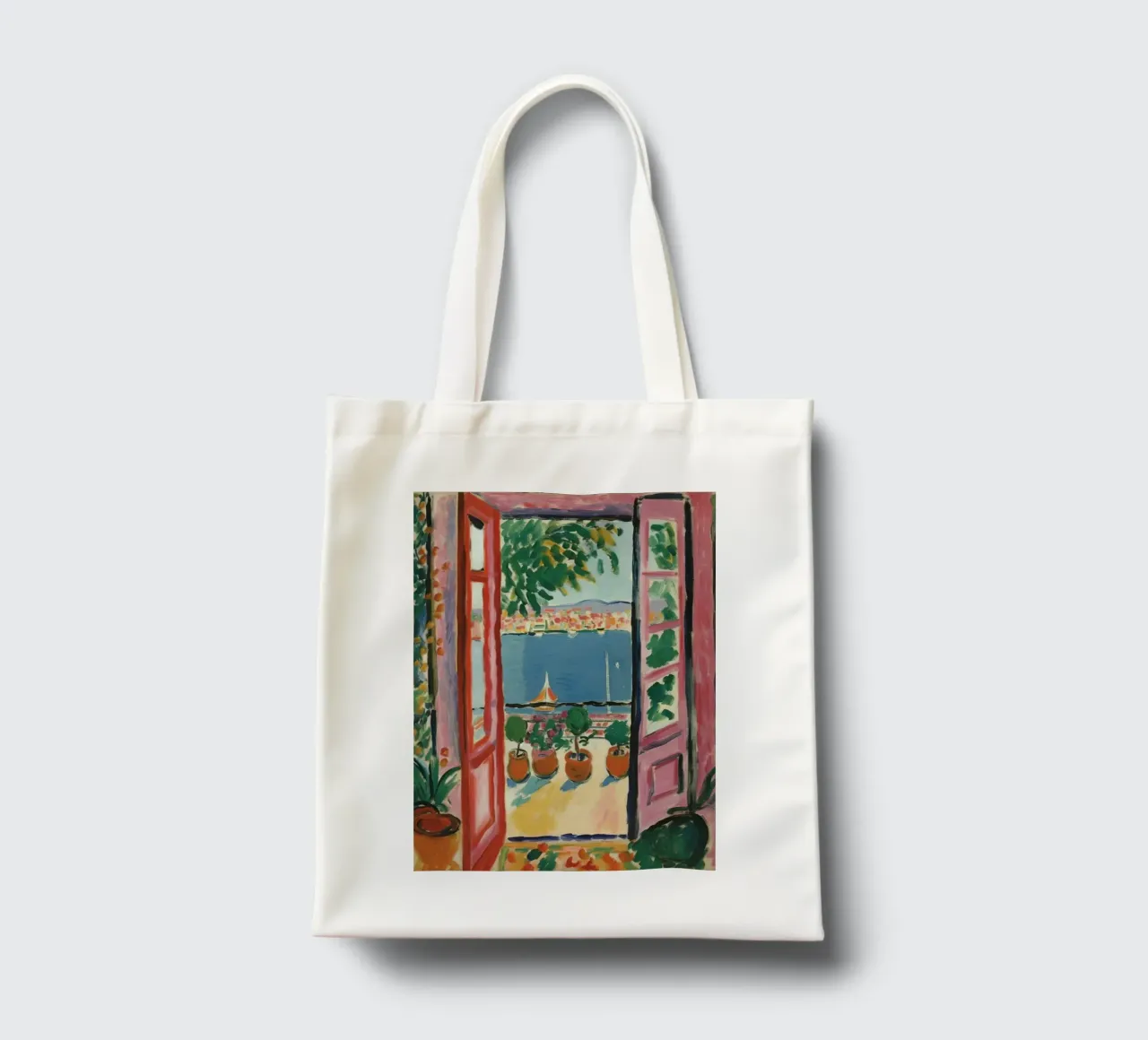 Colour explosion at the window: inspiration from Matisse tote bag by Nikis Art Studio