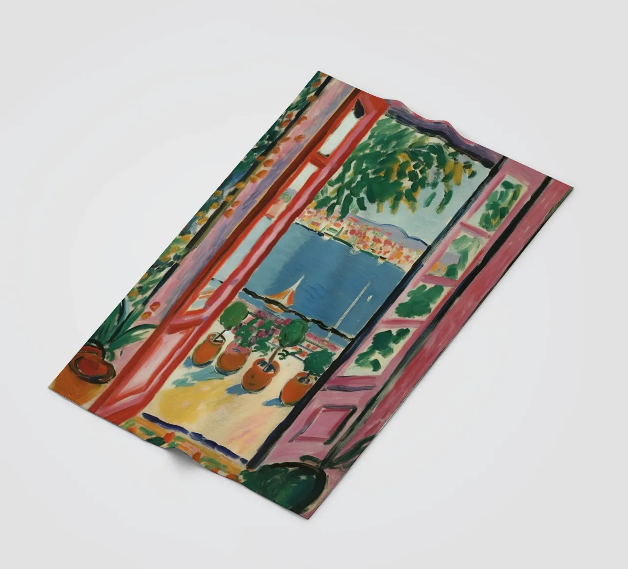 Colour explosion at the window: inspiration from Matisse fleece blanket by Nikis Art Studio