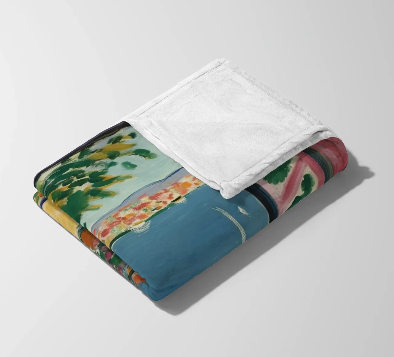 Colour explosion at the window: inspiration from Matisse fleece blanket by Nikis Art Studio
