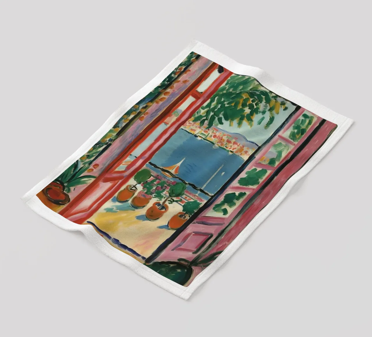 Colour explosion at the window: inspiration from Matisse fleece blanket by Nikis Art Studio