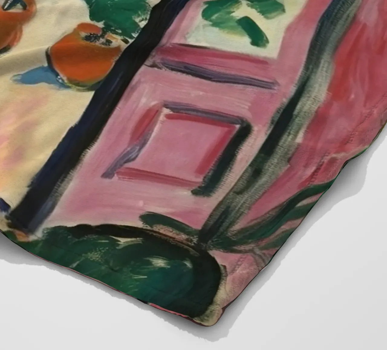 Colour explosion at the window: inspiration from Matisse fleece blanket by Nikis Art Studio
