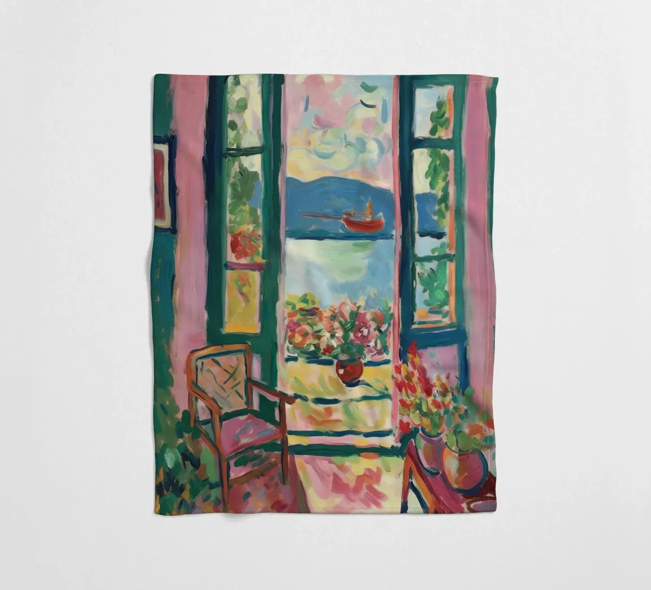 Finestra aperta - ispirato a Henri Matisse coperta in pile da Nikis Art Studio
