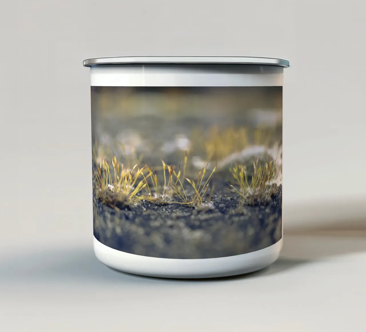 Muschio in autunno tazza in smalto da Moritz Bruns