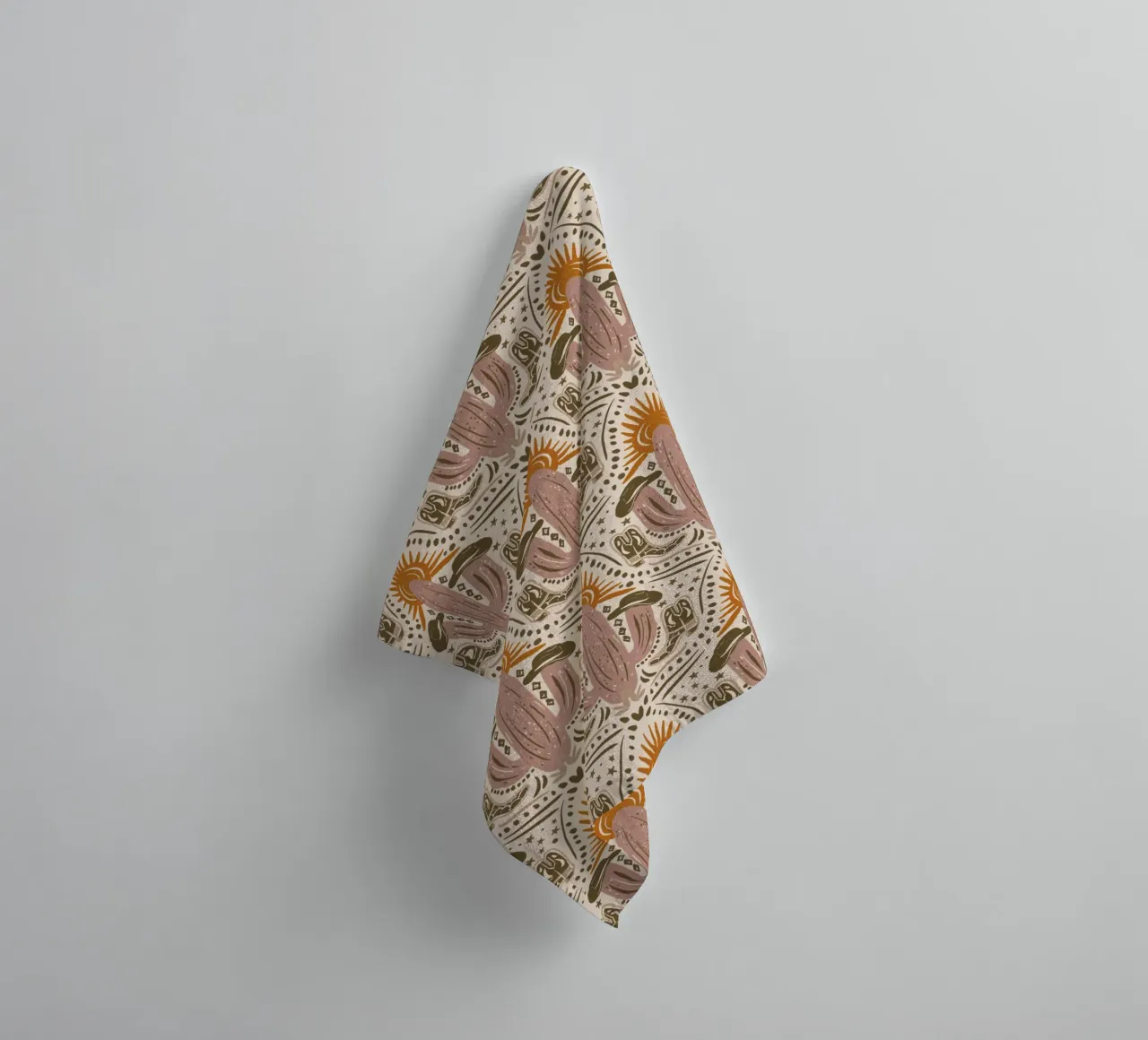 Western Sunset Beige Pattern towel by anisillustration