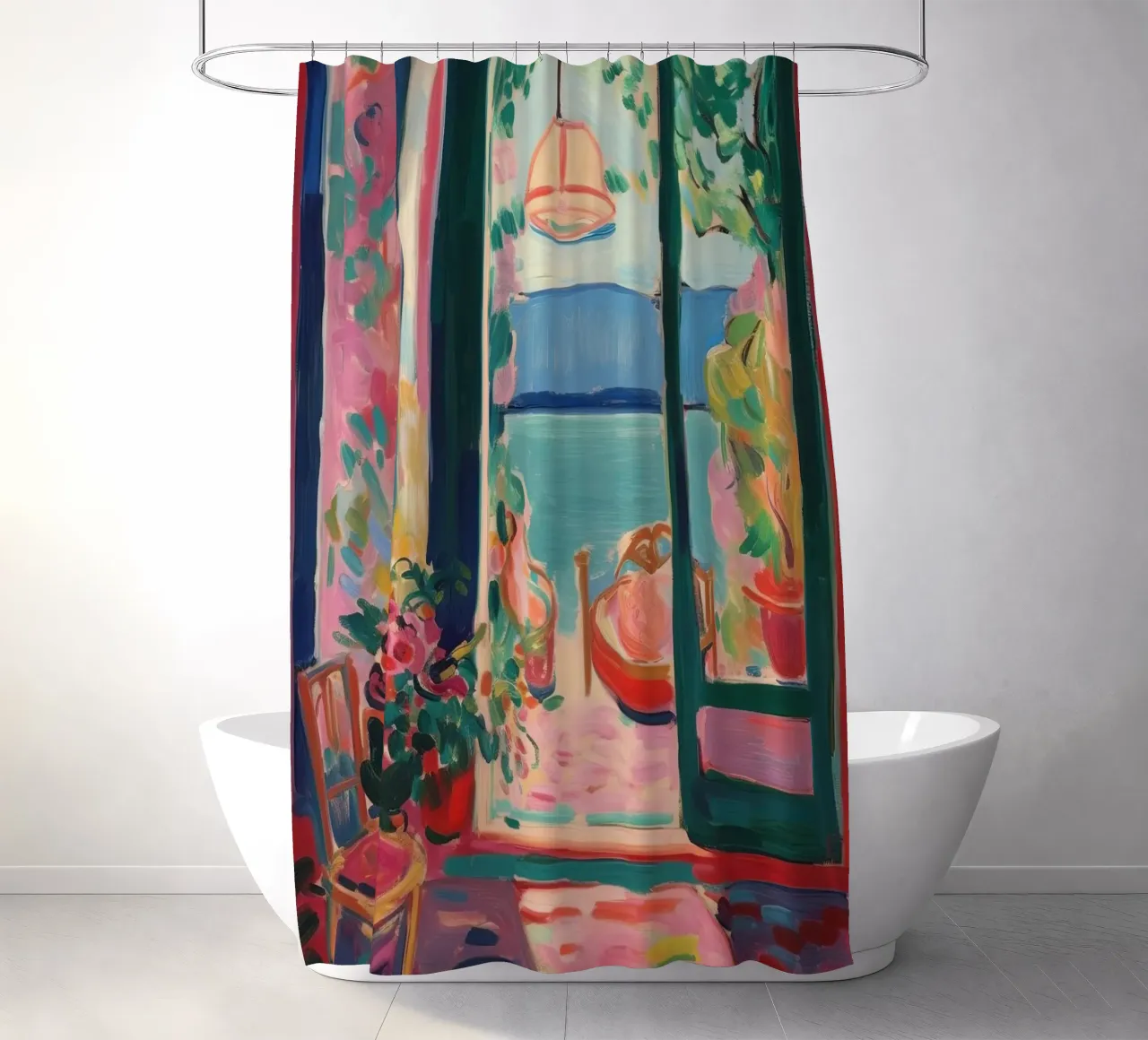 A window into the infinity of colours shower curtain by Nikis Art Studio