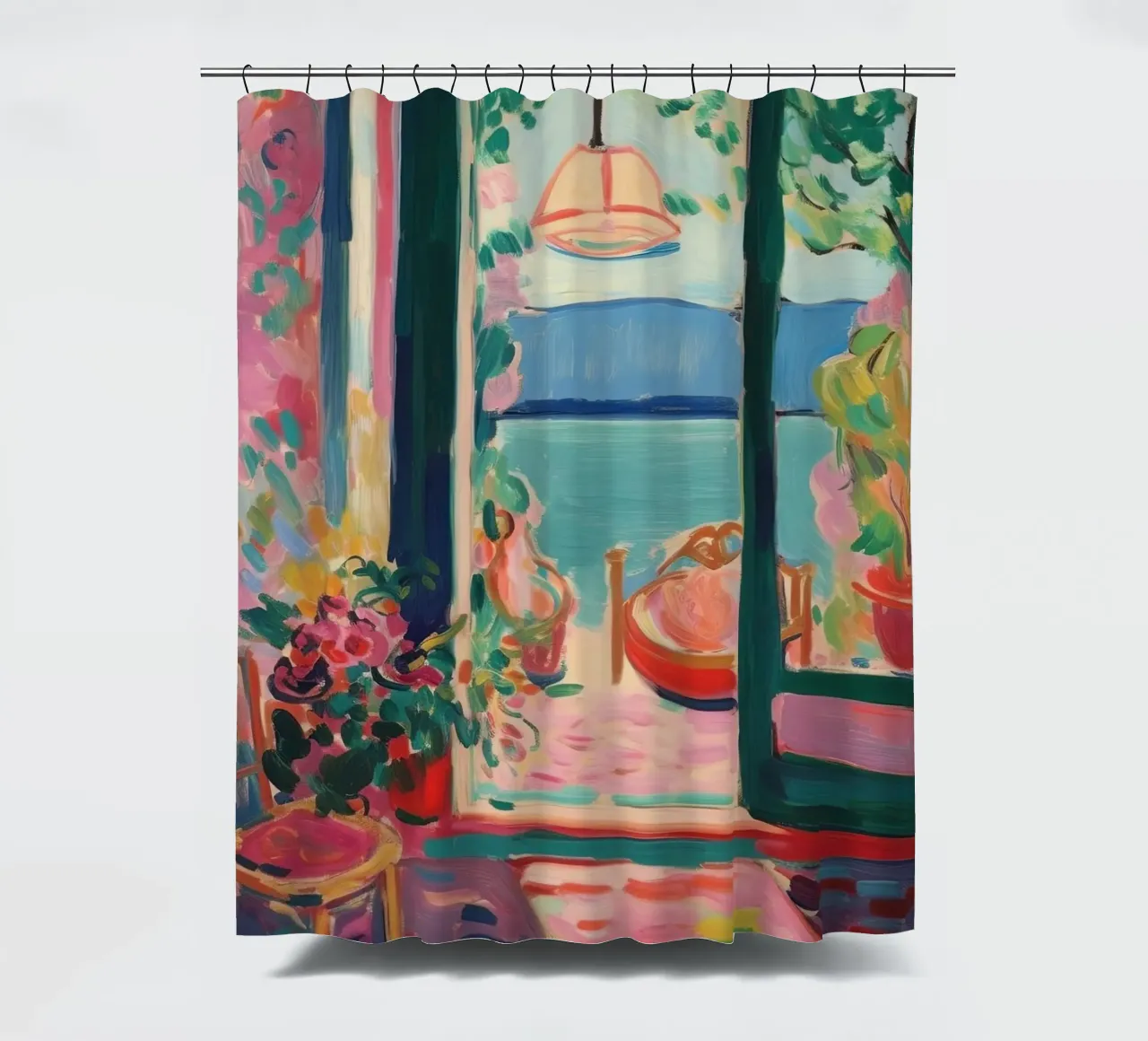 A window into the infinity of colours shower curtain by Nikis Art Studio