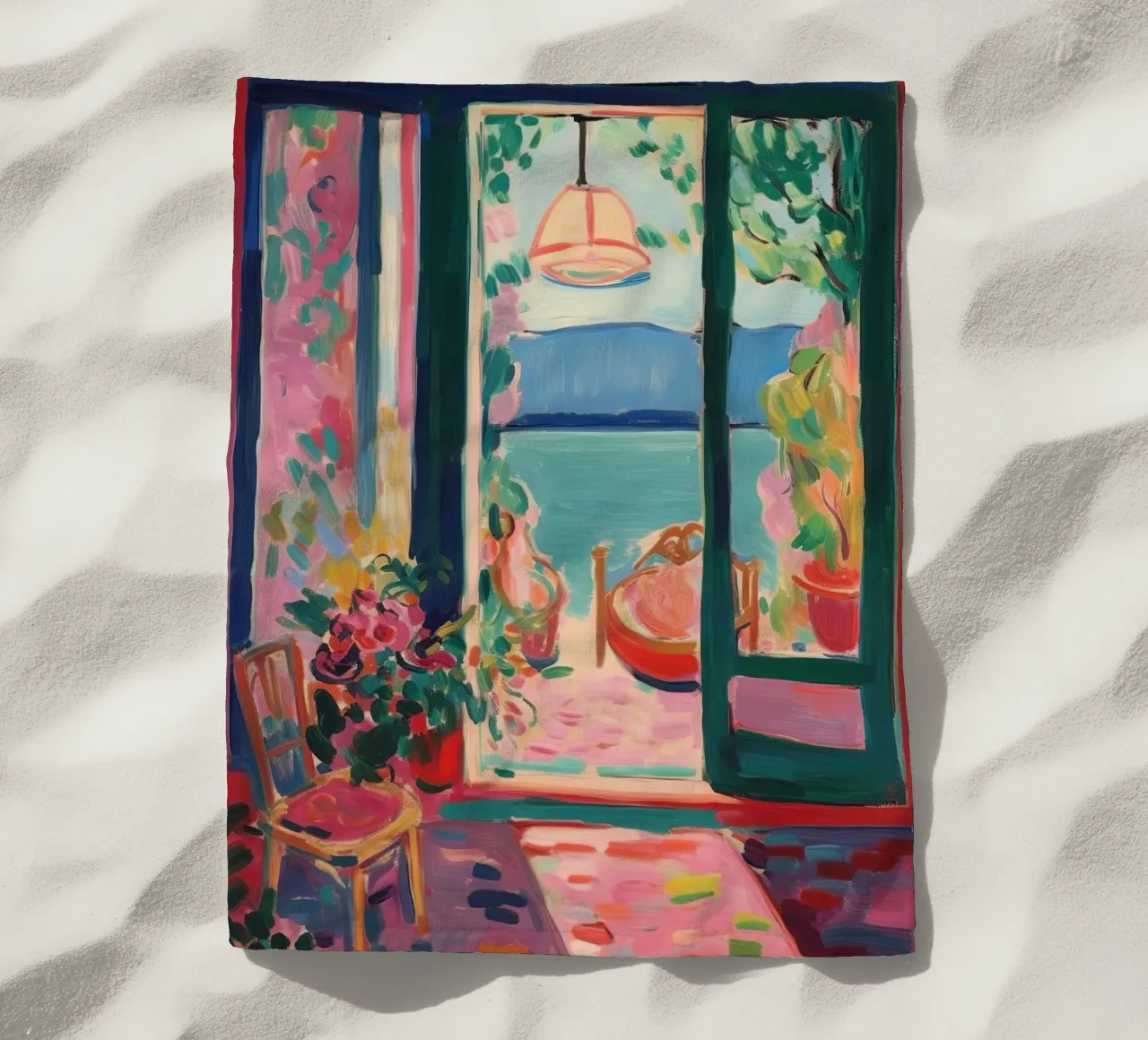 A window into the infinity of colours beach towel by Nikis Art Studio