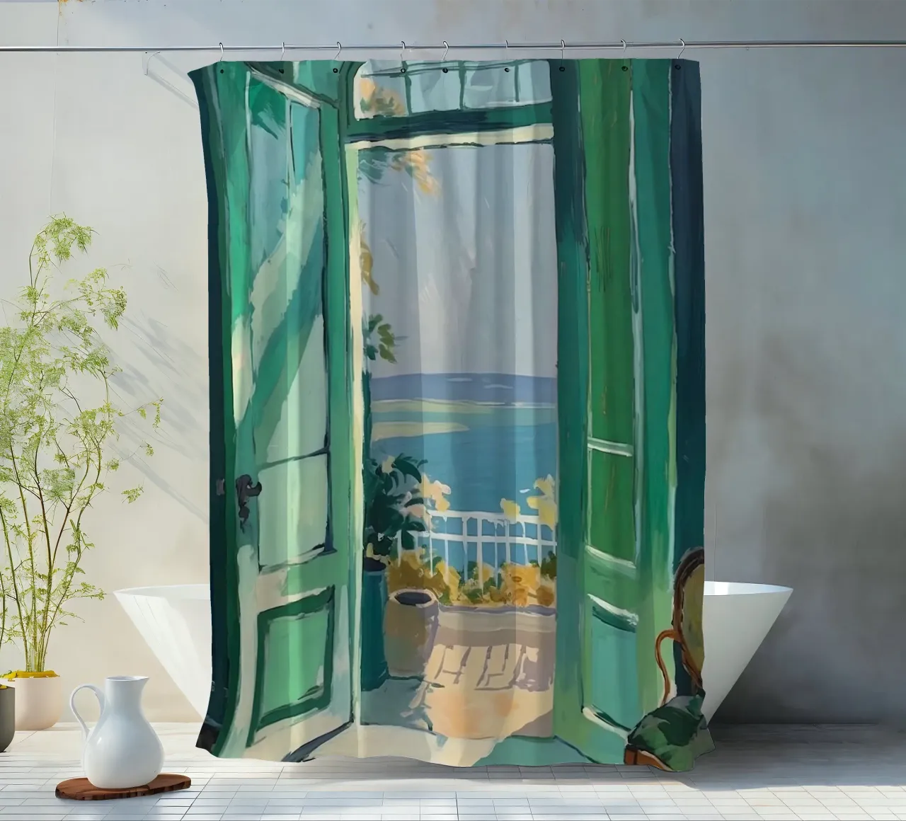 Light and life: A window into art shower curtain by Nikis Art Studio
