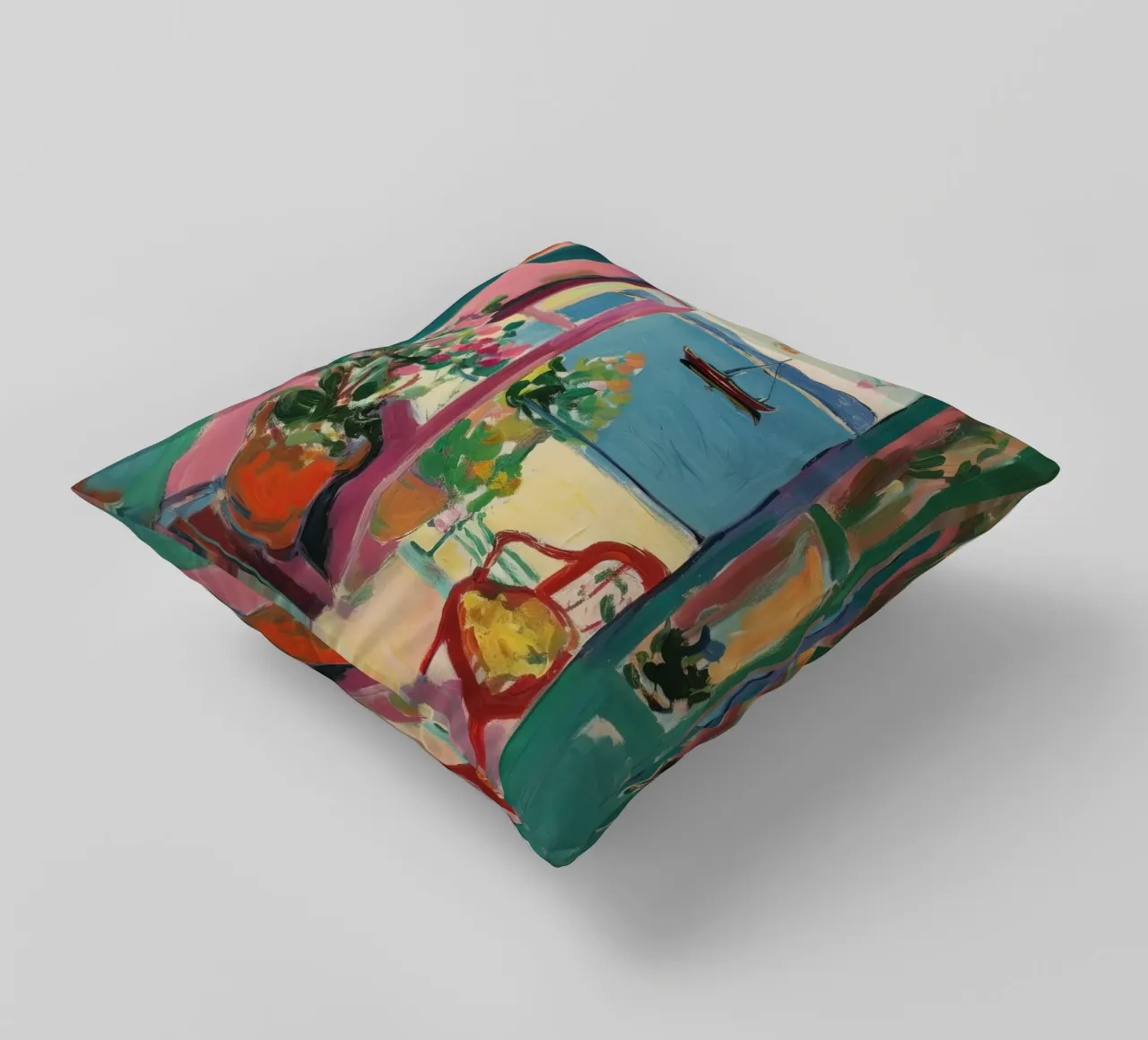 Open window, open dreams decorative cushion by Nikis Art Studio