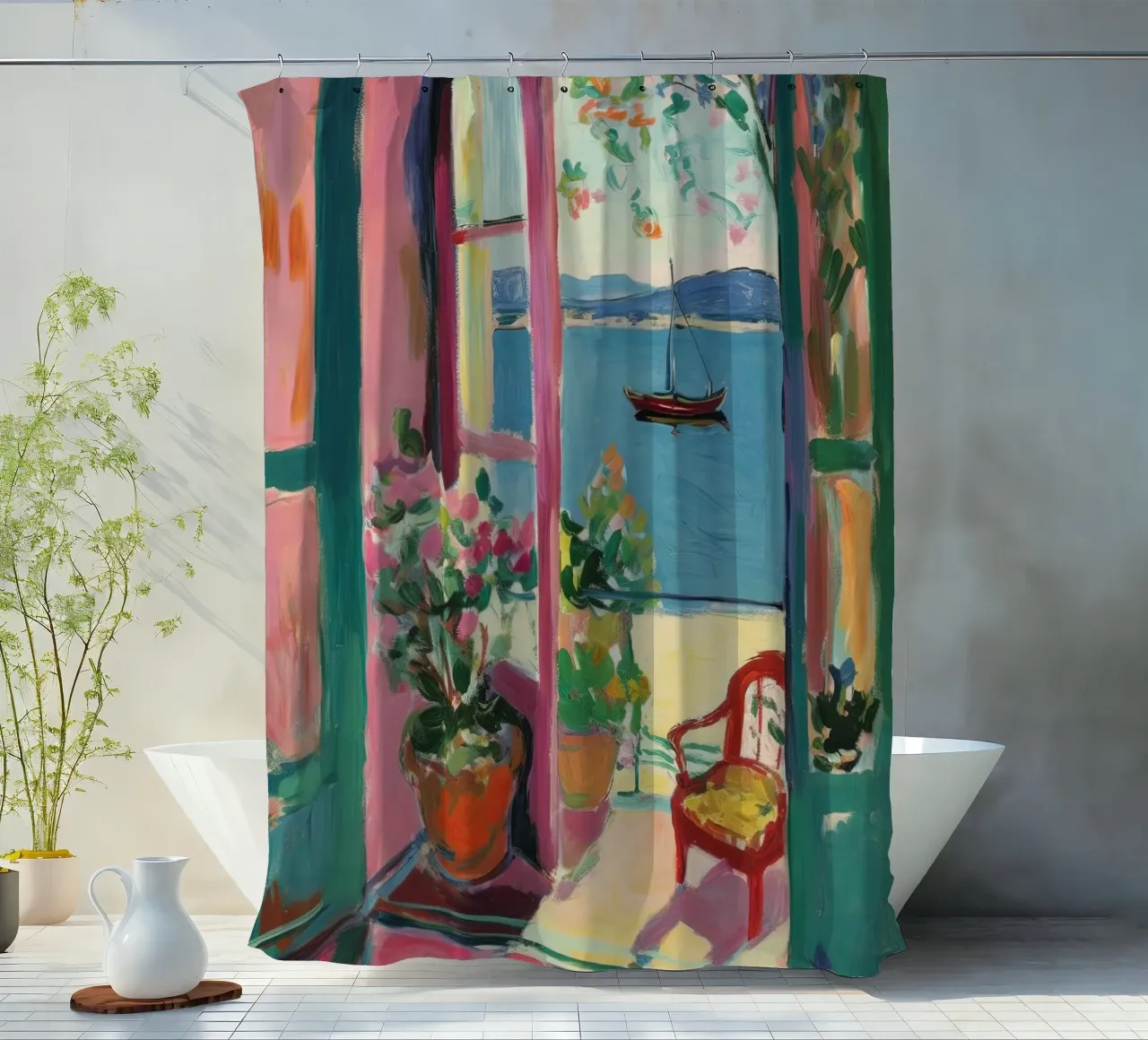 Open window, open dreams shower curtain by Nikis Art Studio